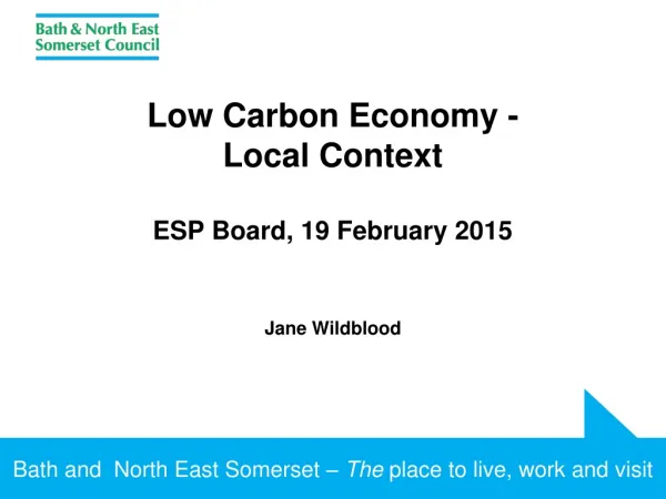 Low Carbon Economy - Local Context ESP Board, 19 February 2015