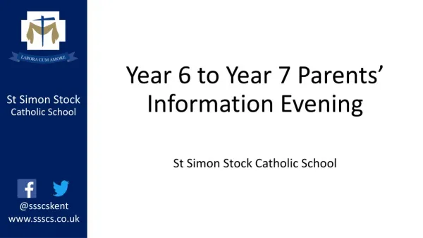 Year 6 to Year 7 Parents’ Information Evening