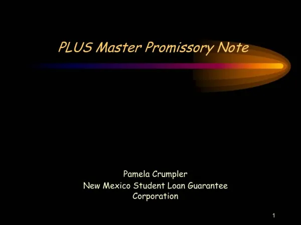 PLUS Master Promissory Note