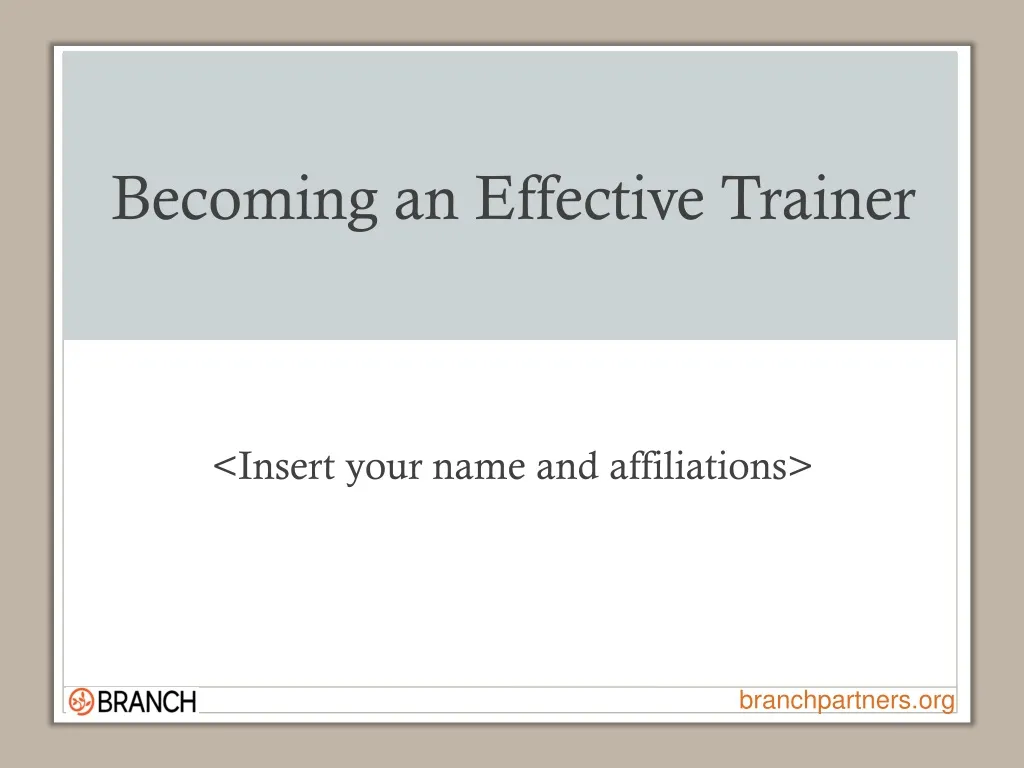 becoming an effective trainer