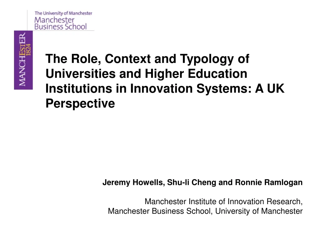 the role context and typology of universities