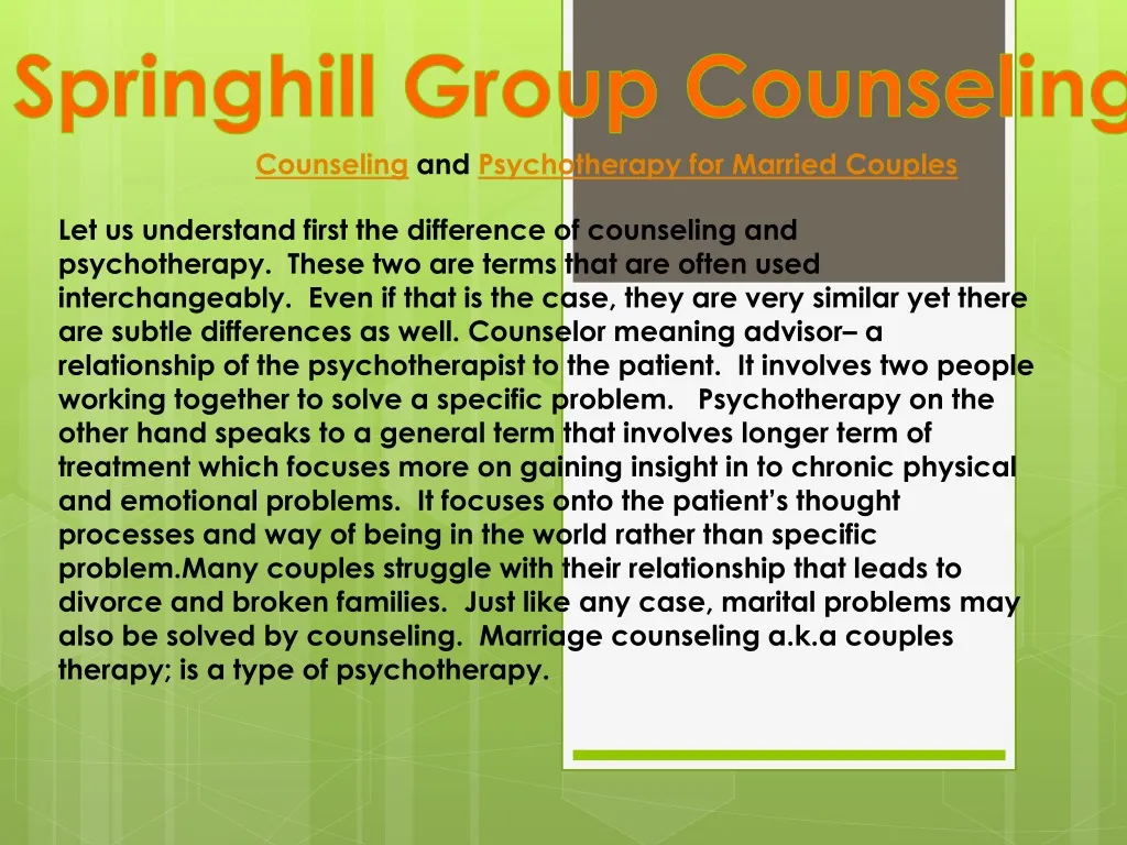 springhill group counseling