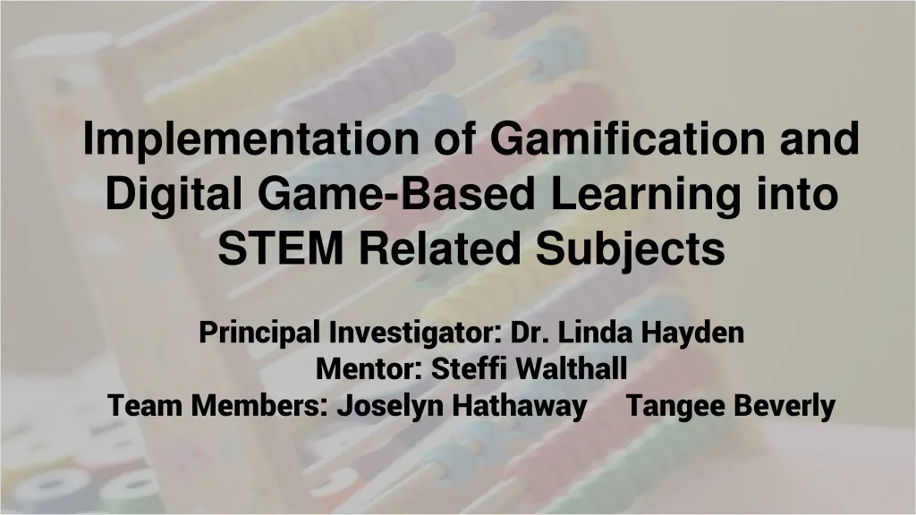 implementation of gamification and digital game based learning into stem related subjects