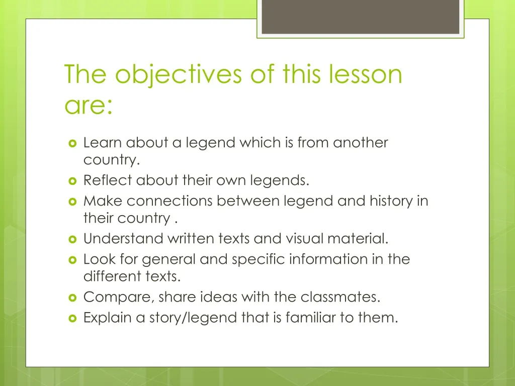 the objectives of this lesson are