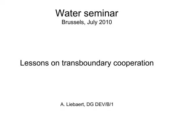 Water seminar Brussels, July 2010