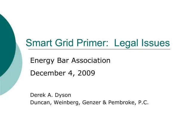 Smart Grid Primer: Legal Issues