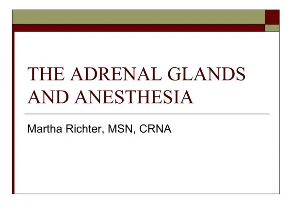 THE ADRENAL GLANDS AND ANESTHESIA