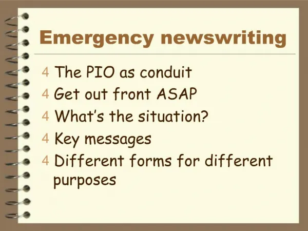 Emergency newswriting