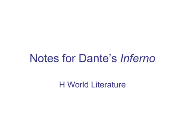 Notes for Dante s Inferno