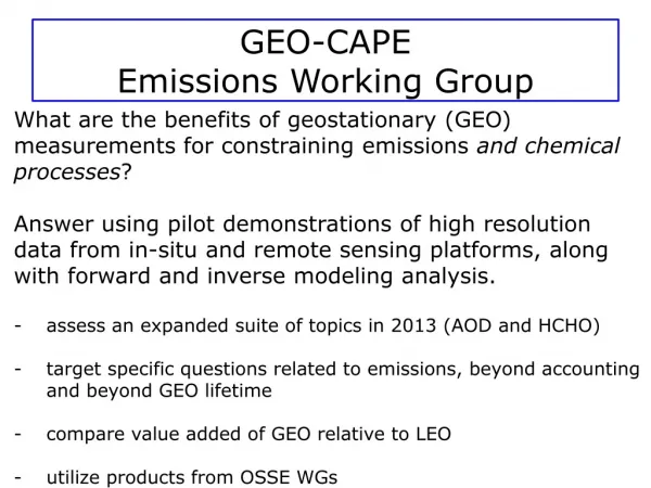 GEO-CAPE Emissions Working Group
