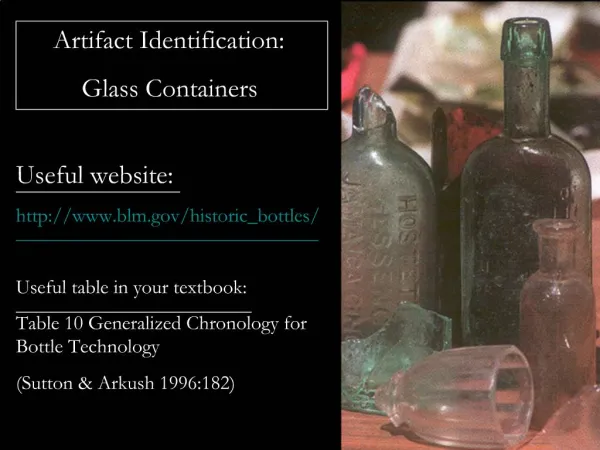Artifact Identification: Glass Containers