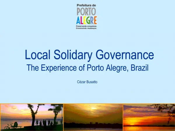 Porto Alegre: Network-City Millennium Goals for 2015
