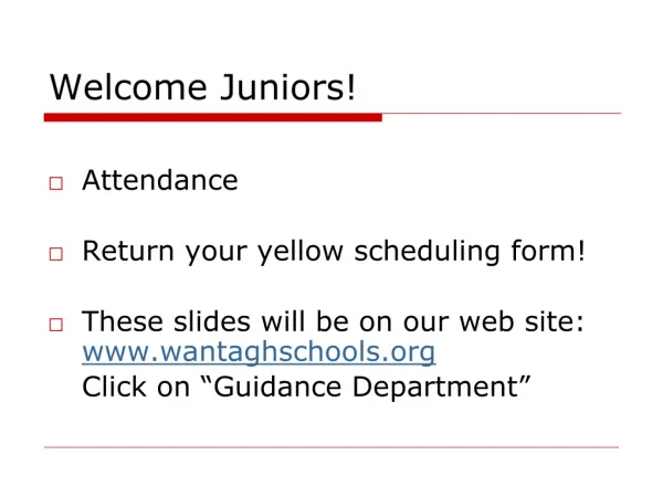 Welcome Juniors!