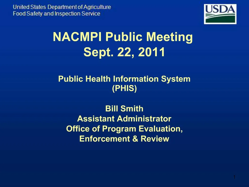 PPT NACMPI Public Meeting Sept 22 2011 Public Health Information 