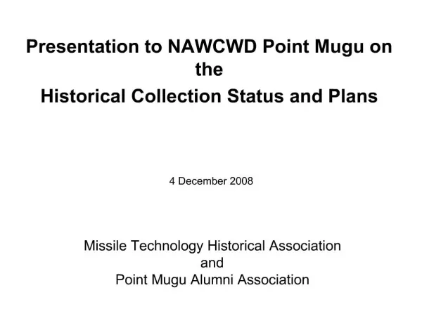 Missile Technology Historical Association and Point Mugu Alumni Association
