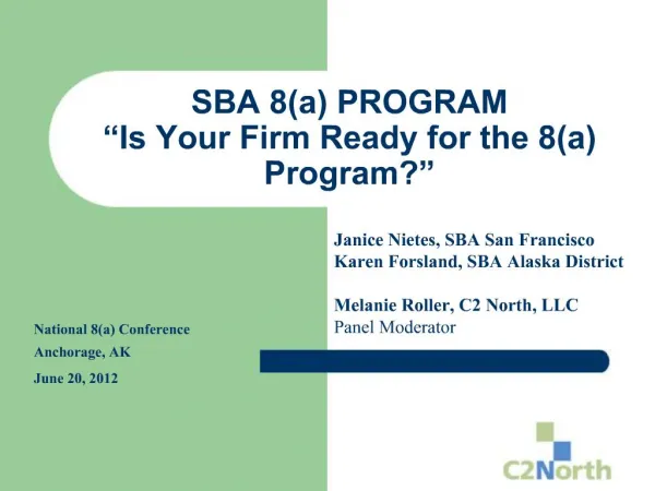 SBA 8a PROGRAM Is Your Firm Ready for the 8a Program