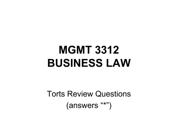 MGMT 3312 BUSINESS LAW