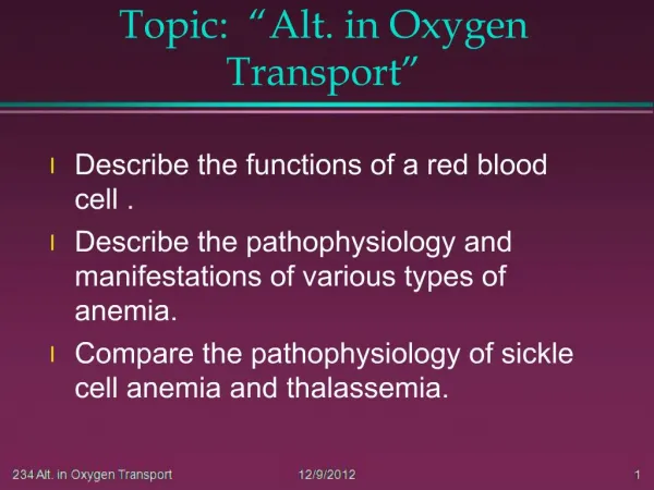 Topic: Alt. in Oxygen Transport