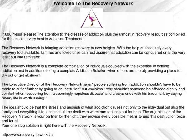 Welcome To The Recovery Network