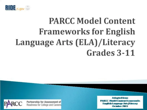 PARCC Model Content Frameworks for English Language Arts ELA