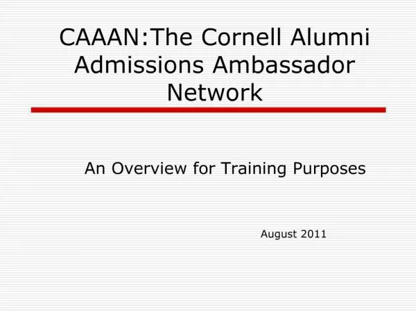 CAAAN:The Cornell Alumni Admissions Ambassador Network