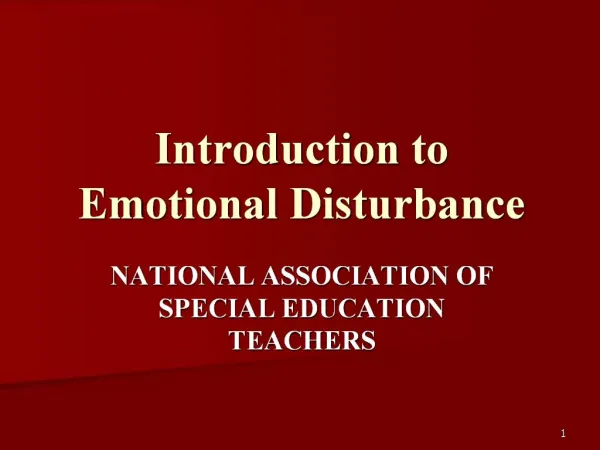 Introduction to Emotional Disturbance