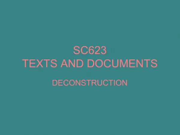 SC623 TEXTS AND DOCUMENTS