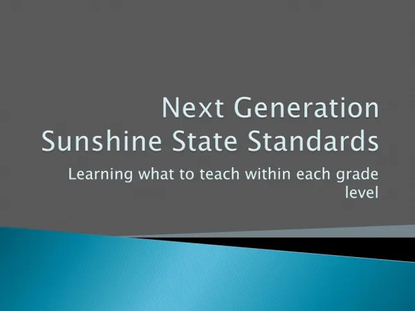 Next Generation Sunshine State Standards