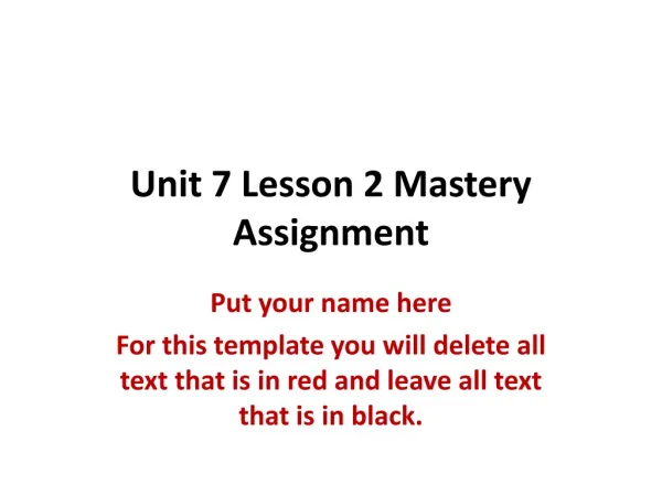Unit 7 Lesson 2 Mastery Assignment
