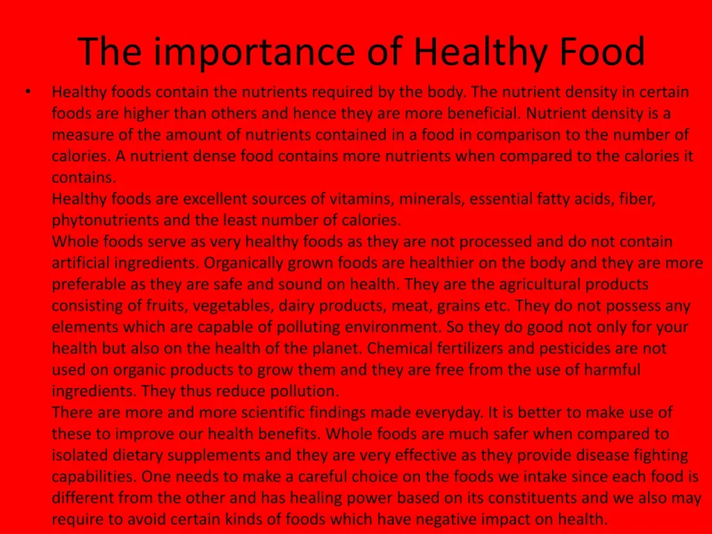 the importance of healthy food