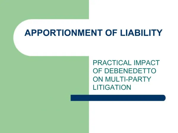 APPORTIONMENT OF LIABILITY