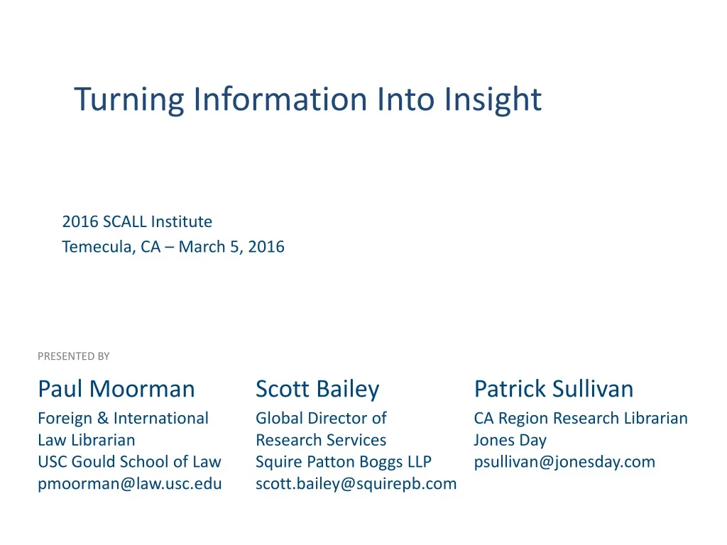 turning information into insight