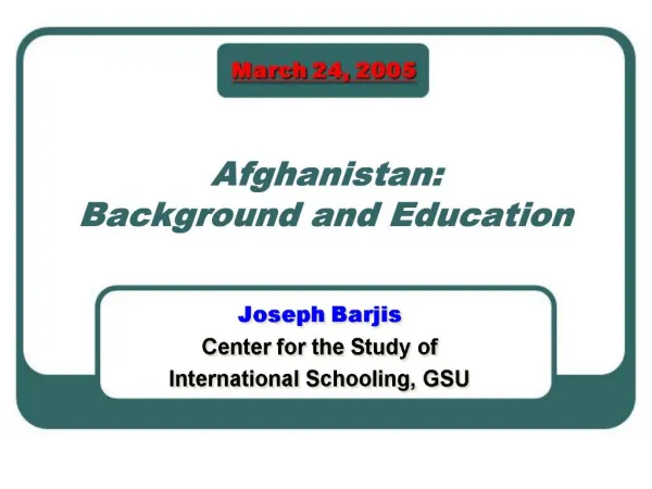 Afghanistan: Background and Education