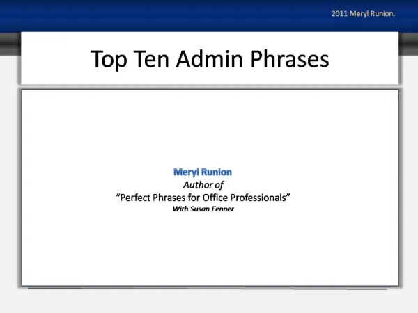 Top Ten Admin Phrases
