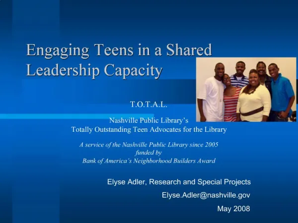 Engaging Teens in a Shared Leadership Capacity