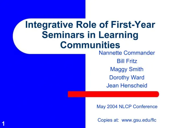 Integrative Role of First-Year Seminars in Learning Communities