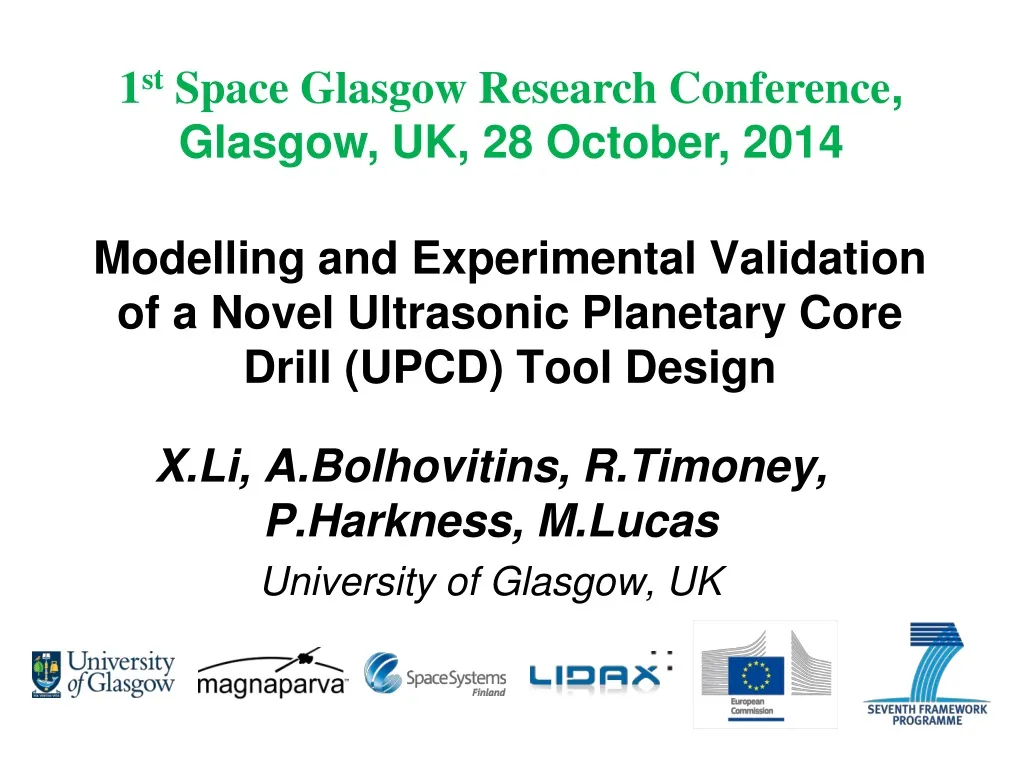 modelling and experimental validation of a novel ultrasonic planetary core drill upcd tool design