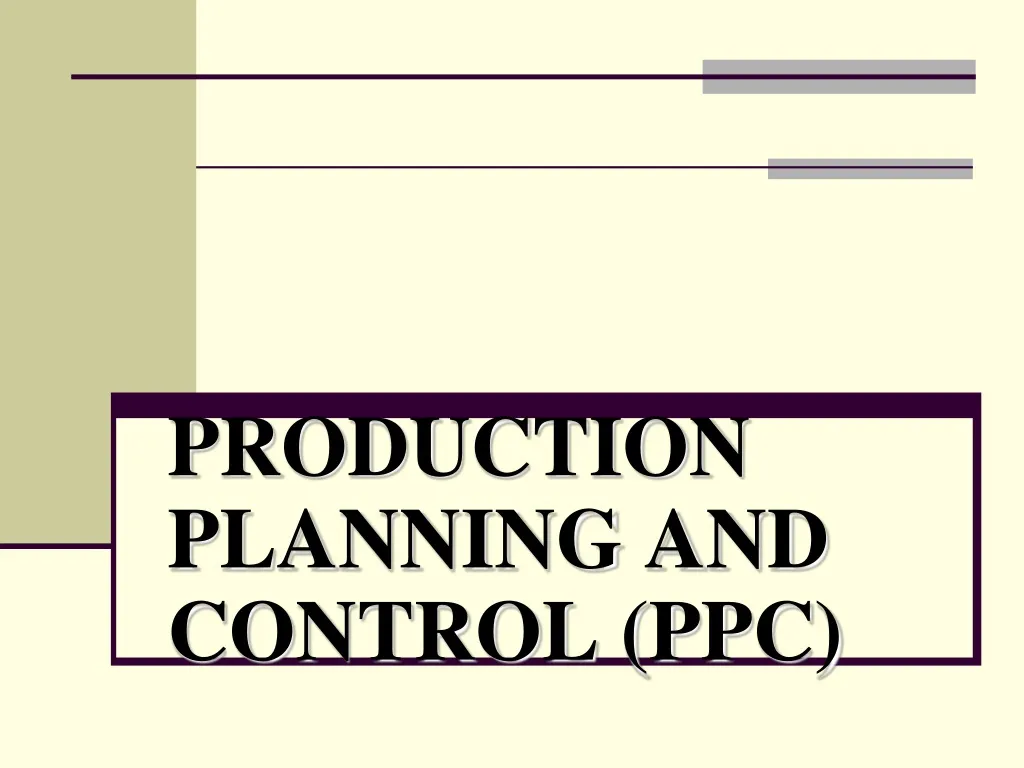 production planning and control ppc