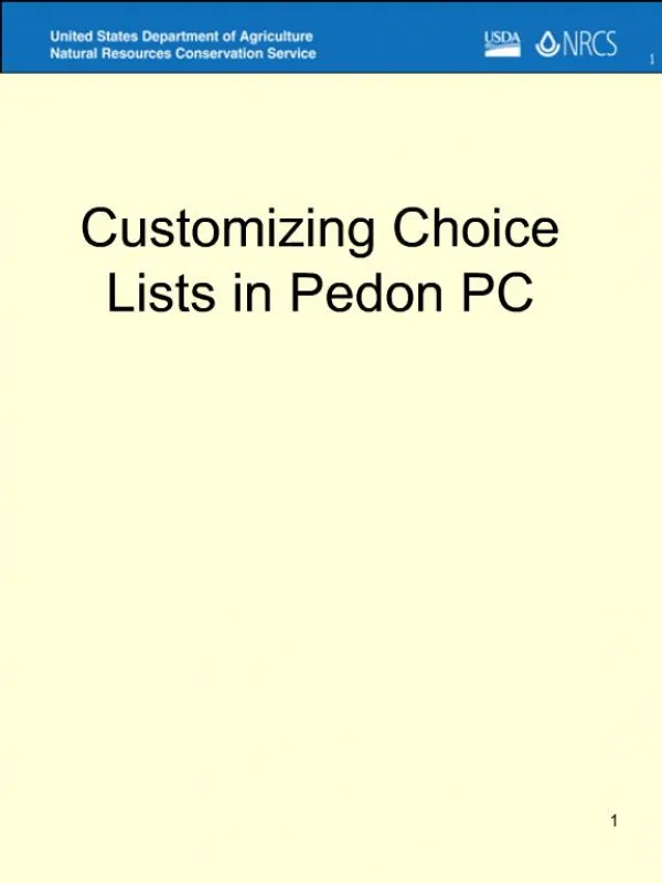 Customizing Choice Lists in Pedon PC