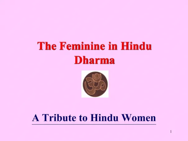 The Feminine in Hindu Dharma