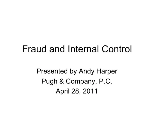 Fraud and Internal Control