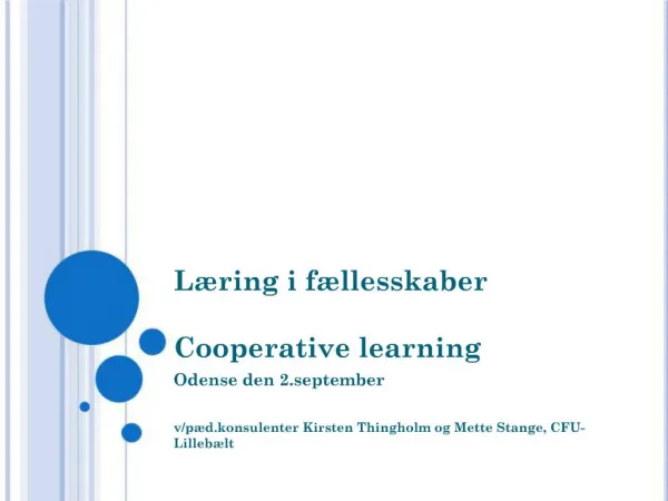 L ring i f llesskaber Cooperative learning