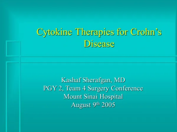 Cytokine Therapies for Crohn s Disease