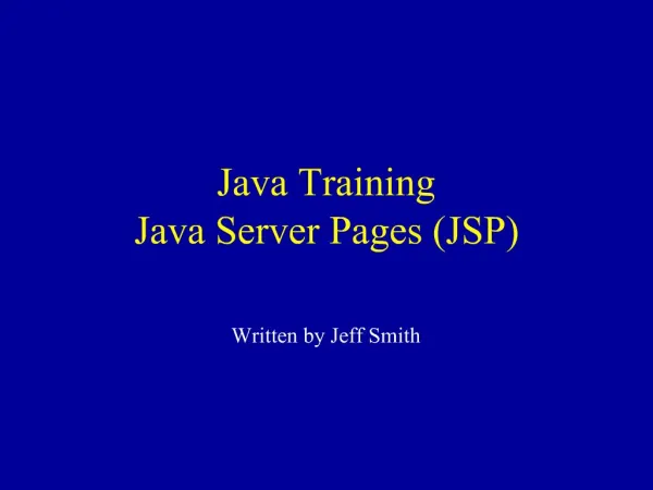 Java Training Java Server Pages JSP