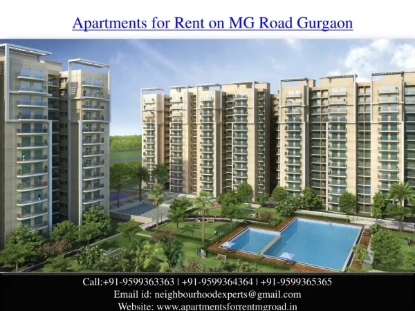Apartments for Rent MG Road Gurgaon @ 9599363363