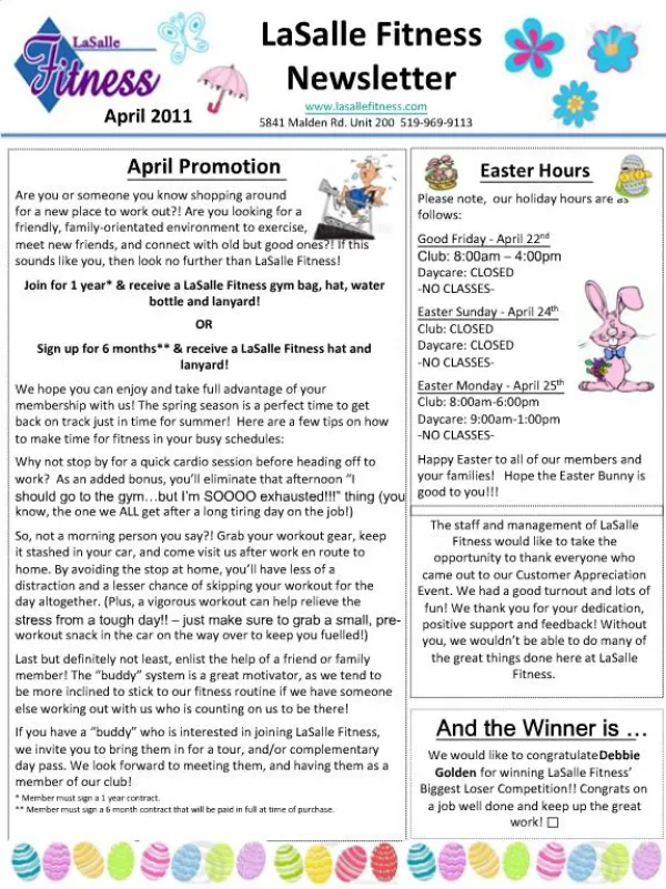 LaSalle Fitness Newsletter