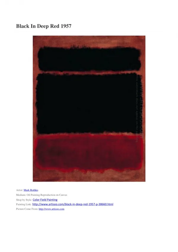 Black In Deep Red 1957,Mark Rothko，Color Field Painting