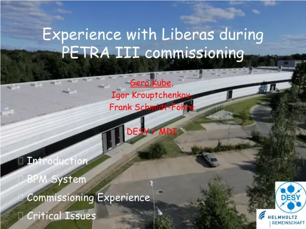 Experience with Liberas during PETRA III commissioning