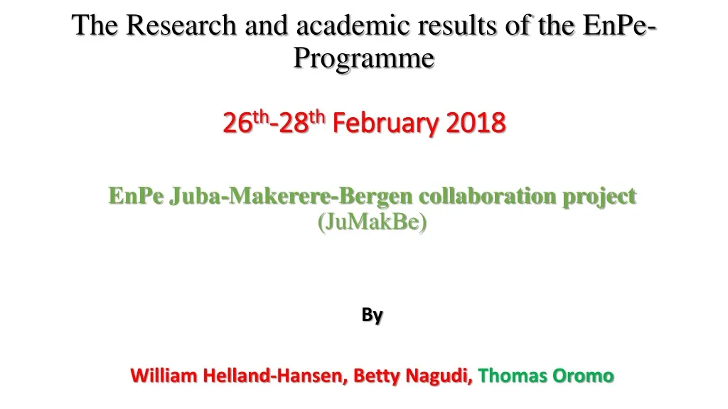 the research and academic results of the enpe programme 26 th 28 th february 2018