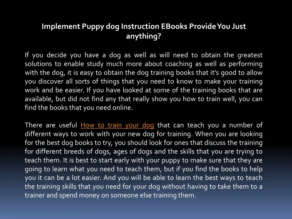 implement puppy dog instruction ebooks provide